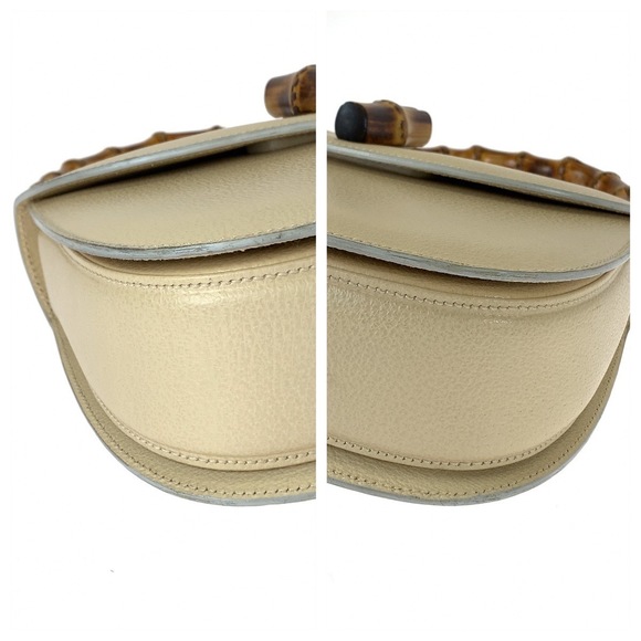 Gucci Gucci Bamboo Leather Handbag Off-White Beige Leather Handbag 0009260633 - Picture 3 of 10